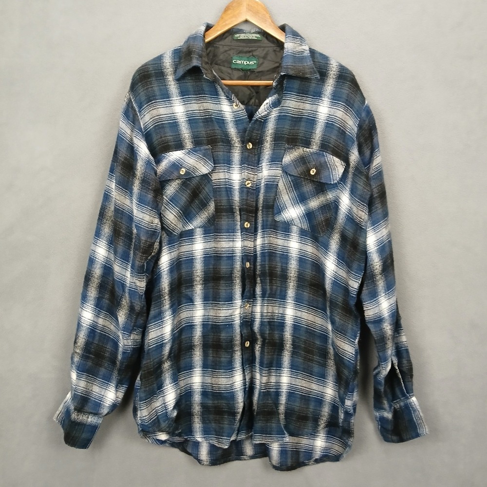 Campus Shirt Mens LT Multicolor Flannel Plaid High Low Hem Classic Button Up‎